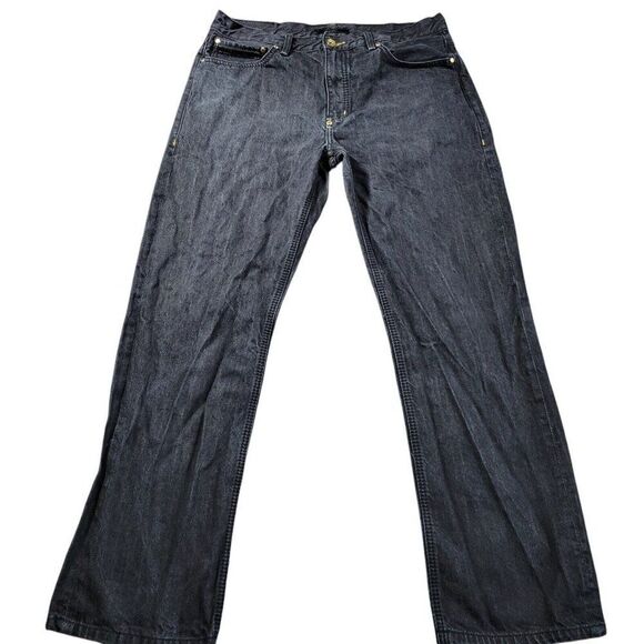 Sean John Jeans Mens 36x32.5 Black Gold Straight Hip Hop Retro Distressed - Picture 1 of 7